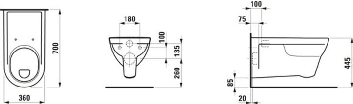 Immagine prodotto Laufen WC sospeso PRO, accessibile, 360x700 mm, H820953