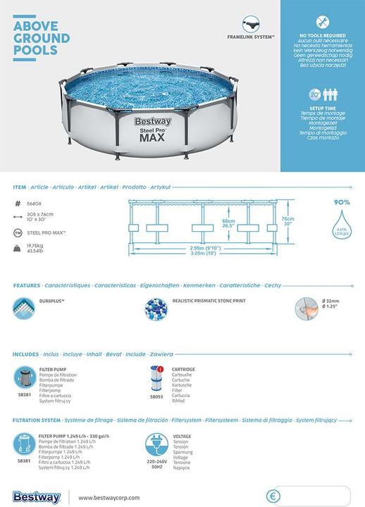 Image du produit Bestway Steel Pro Max Set (Ø 305 x 76 cm)