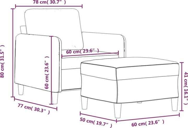 Produktbild VidaXL Sessel mit Hocker Weinrot 60 cm Stoff,Farbe