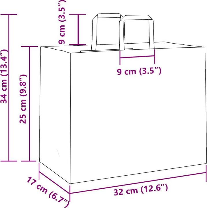 Immagine prodotto VidaXL Sacchetti di carta kraft 50 pezzi con maniglia marrone 32x17x25 cm (Borsa da regalo, 50 x)