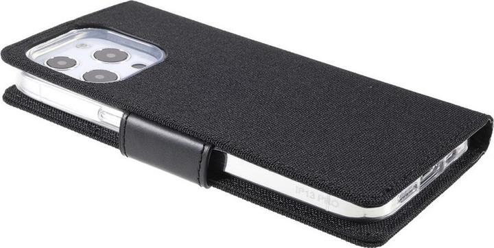 Produktbild iPhone 13 Pro Max - Canvas Stoff Leder Etui schwarz (Apple iPhone 13 Pro Max)