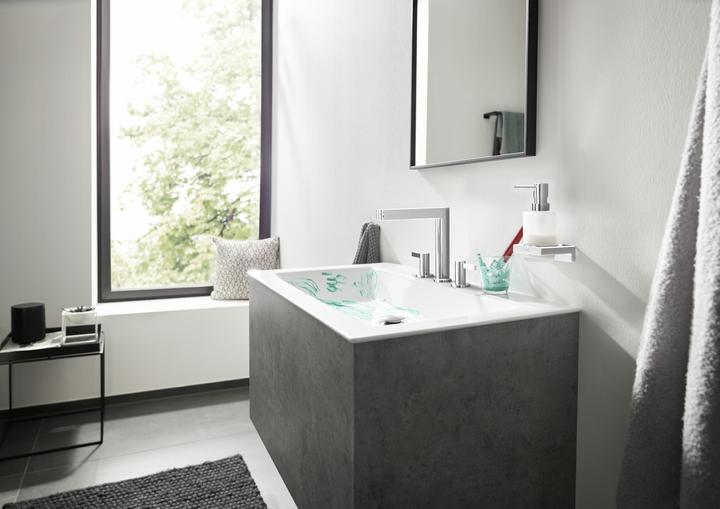 Produktbild hansgrohe HG 3-Loch-Waschtischarmatur FINORIS 160 m Push-Open Ablaufgarnitur 1 1/4Zoll chr