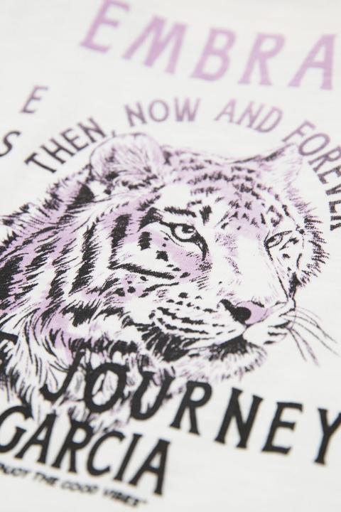 Actual product image Garcia White T Shirt with print on the back (164)