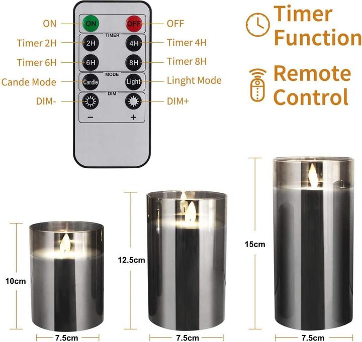 Actual product image Lumina Swiss LED Candles Set Glass with Remote Control (3 x)