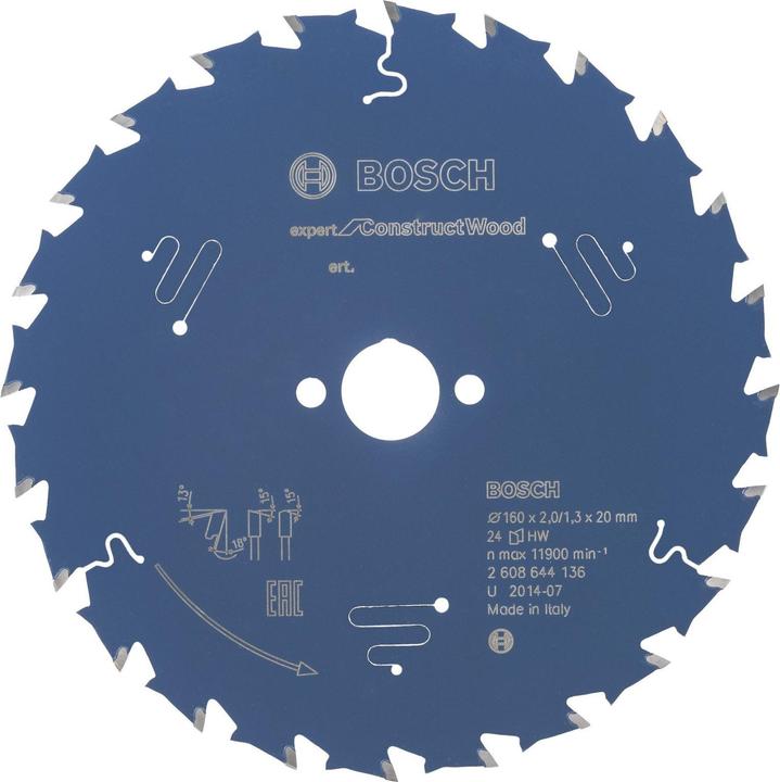 Image du produit Bosch Professional Zubehör Lame de scie circulaire Expert for Construct Wood, 160 x 20 x 2,0 mm, 24