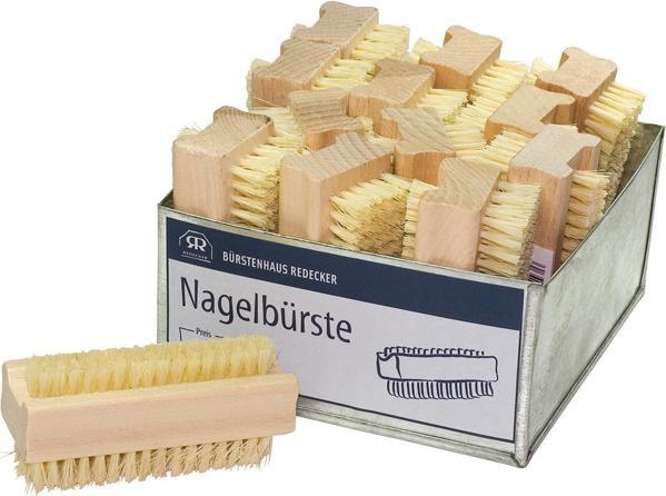 Actual product image Bürstenhaus Redecker Nailbrush Beech natural Fibre bristles Display with 12 pieces