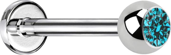 Actual product image Star Piercing Micro Labret silver with ball crystal aqua (without brass, Surgical steel 316L)