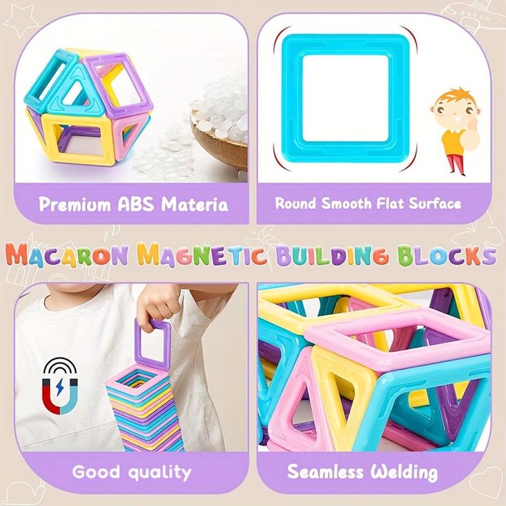 Produktbild Activity Board Macaron Magnetische Bauklötze, Macaron Farbe DIY Magnetische STEM Spielzeug, Lernende Educational