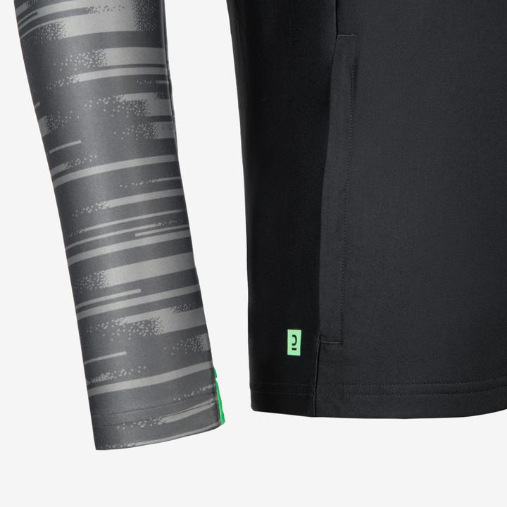Produktbild Kipsta Damen/Herren Fussball Sweatshirt 1/2 Zip - Viralto PXL grau/grün (M)