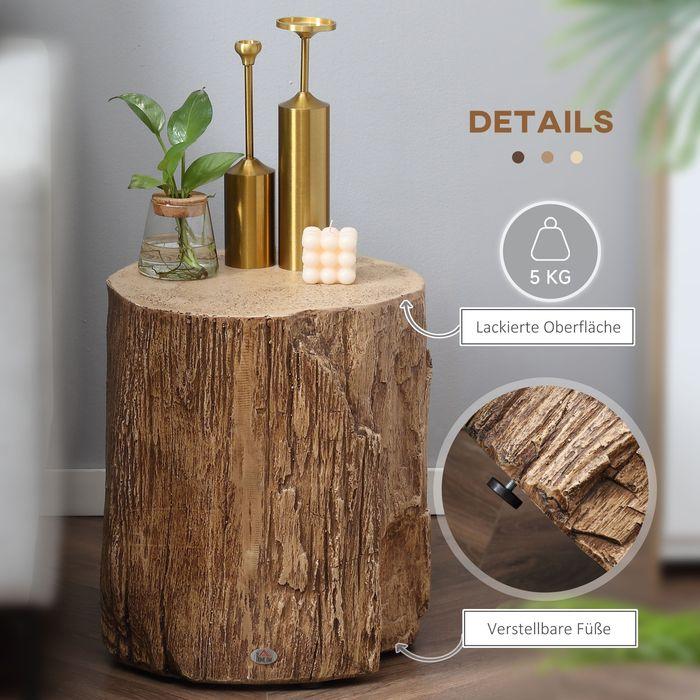 Actual product image Swisshandel24 Side table tree stump look levelling feet 37cmx37cmx43cm concrete brown (37 x 37 x 43 cm)