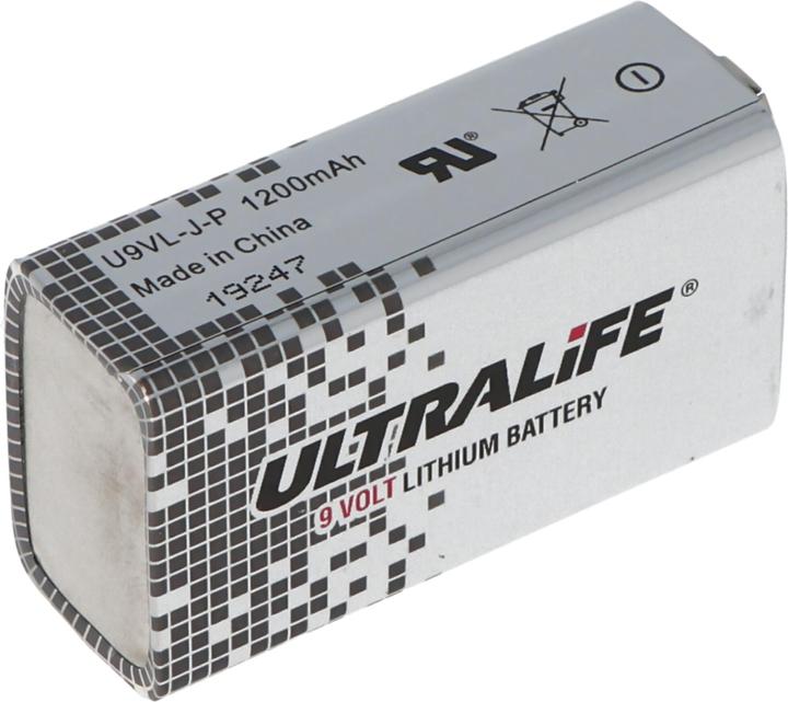 Actual product image Ultralife Lithium battery 9 Volt, E-Block, U9VL, U9VL-J, U9VL-J-P (1 pcs., 1200 mAh)