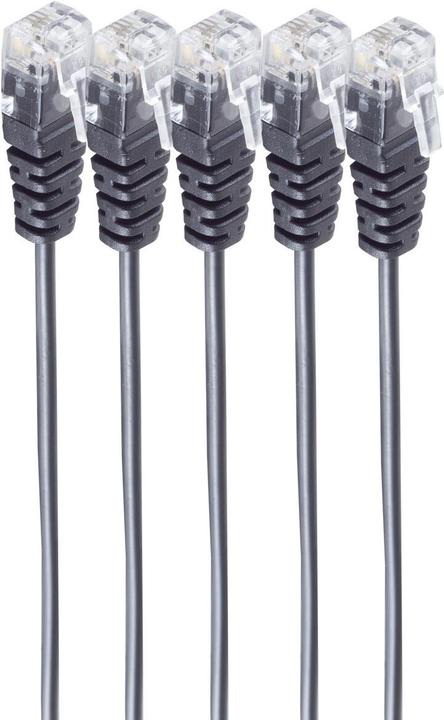 Actual product image Shiverpeaks ®-BASIC-S--Telephone connection cable, RJ11 plug to RJ11 plug, round cable, black, flexible, copper