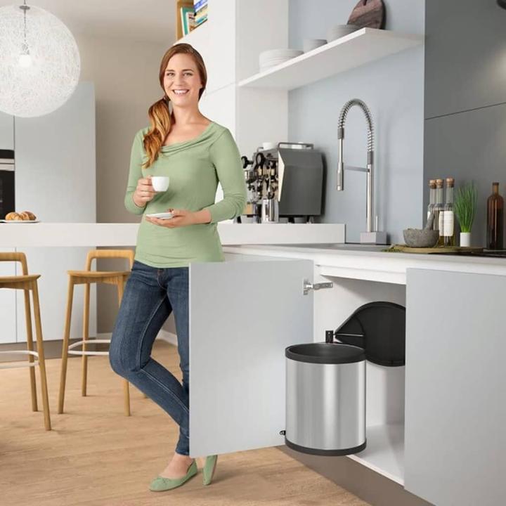 Image du produit Hailo Compact-Box M, poubelle encastrable, 15 litres, inox (15 l)
