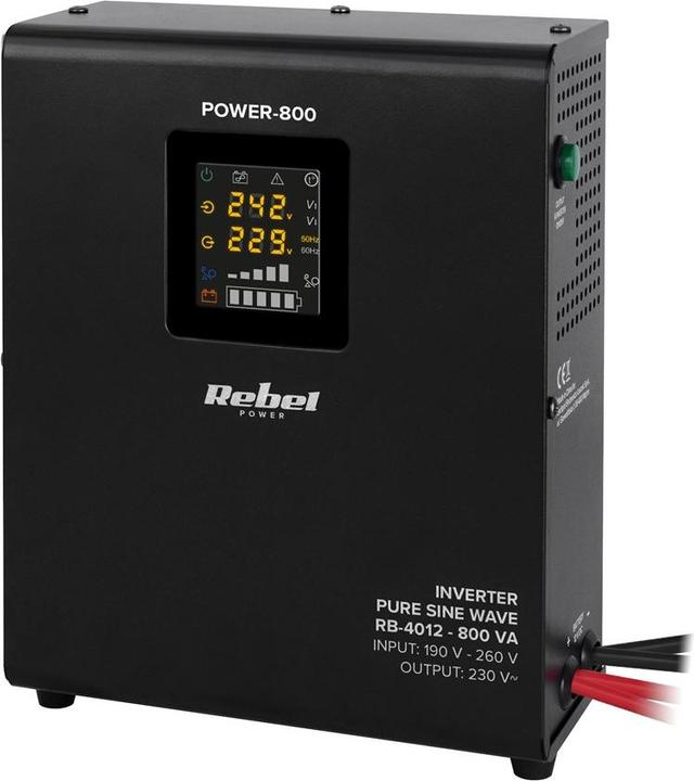 Produktbild Rebel Notwandnetzteil POWER-800 – Wechselrichter mit reiner Sinuswelle und Ladefunktion 12V 230V 800VA/500