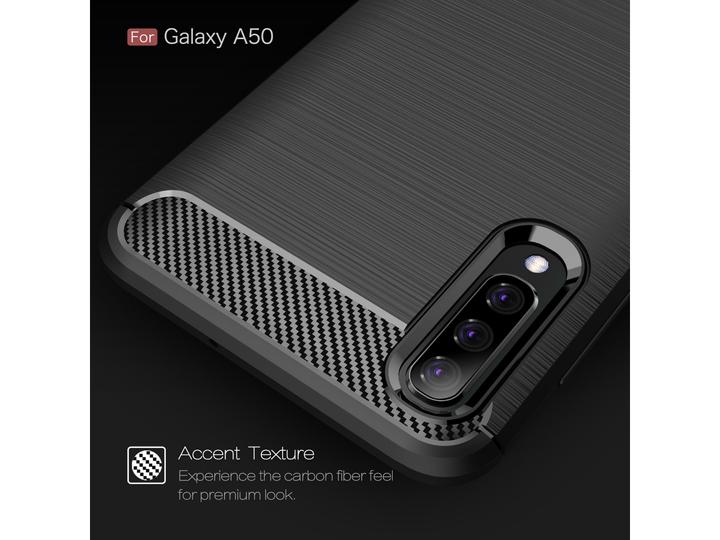 Produktbild Screenguard Samsung Galaxy A50 Hülle Carbon Brushed Soft TPU (Samsung Galaxy A50)