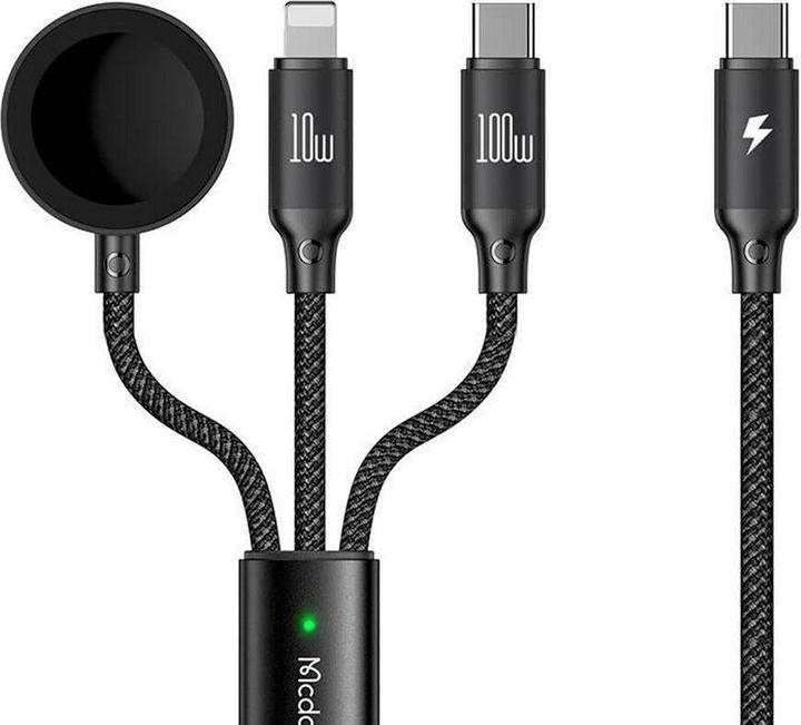 Mcdodo 3 in1 Set USB-C auf Typ-C & Lightning + Wireless Ladegerät für Apple Watch (1.20 m, USB 3.2 Gen 1)