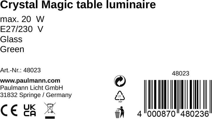 Valeurs nutritives et ingrédients Pauleen La magie du cristal (0 lm, E27)