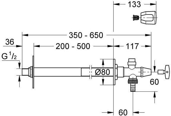 Actual product image Grohe Frost-proof external wall valve Eurotec kit 41208000