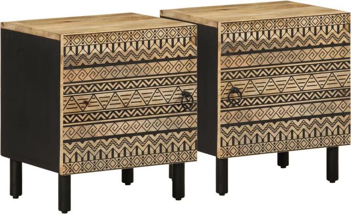 Immagine prodotto VidaXL Comodino Comodino Cassettiera Comodino Consolle 2 pezzi. Legno di mango grezzo (40 x 33,5 x 46 cm)