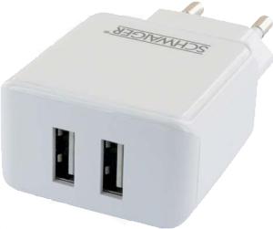 Produktbild Schwaiger 230V Ladeadapter 2x USB 2.4A weiss (12 W)
