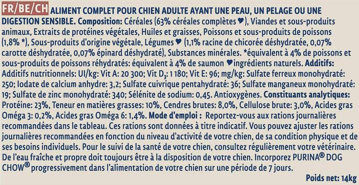 Image du produit Purina DOG CHOW Sensitive avec saumon su lašiša 14kg (Senior, 1 pcs, 14000 g)