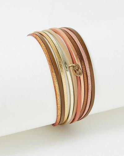 Flowers Forzoé Malicieux Armband – Messingplatte – Echtes Leder (Messingplatte)