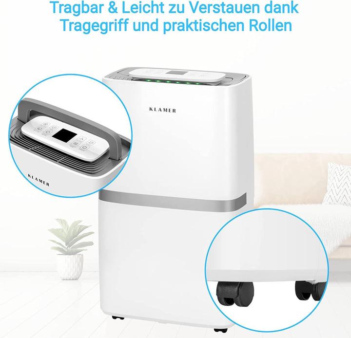 Image du produit KLAMER Luftentfeuchter 25L, 195m³ Luftumwälzung pro Stunde, 420W Entfeuchter, 5.5L Tank (35 m², 25 l/24h)