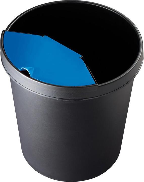 Image du produit Helit H6106093 Corbeille à papier Linear, 2 L, noir/couvercle bleu (2 l)