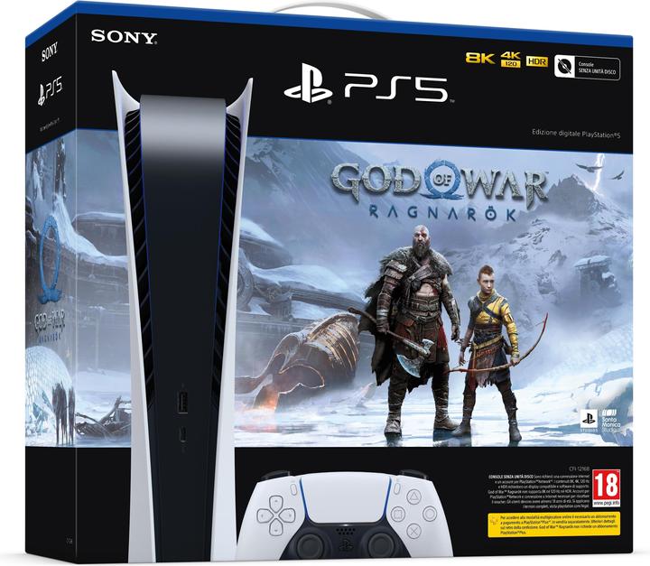 Immagine prodotto Sony PlayStation 5 Edizione Digitale + God of War Ragnarok Wi-Fi Nero, Bianco