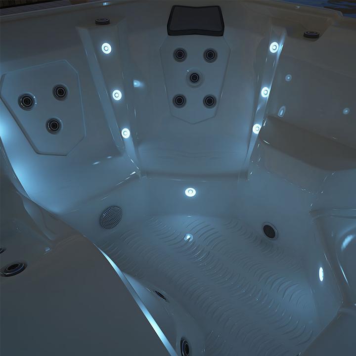 Actual product image Home Deluxe Outdoor whirlpool TEAM-STAR, 34 massage jets LED, steps and thermal cover, 5 persons (5 pers.)