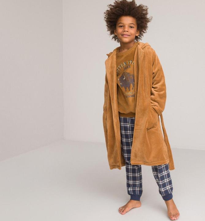 Produktbild La Redoute Collections Fleece-Morgenmantel mit bestickter Kapuze (128)