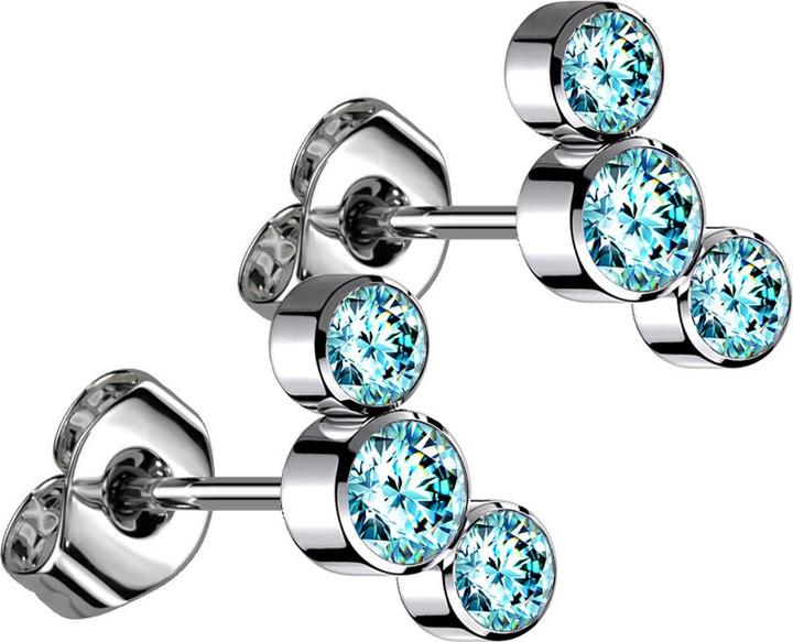Immagine prodotto Star Piercing Orecchini a perno senza fili in argento con tre cristalli color acqua (Titanio G23, senza ottone)
