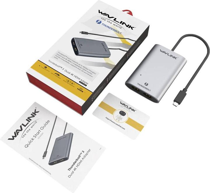 Image du produit Wavlink WS-UTA02H Adaptateur Thunderbolt / HDMI (1x Thunderbolt - 2x HDMI®) Space Grey monofilaire 50cm (HDMI, Thunderbolt, 50 cm)