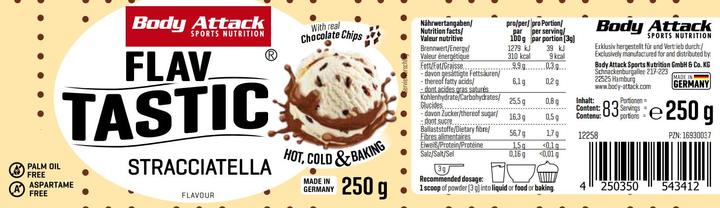 Valeurs nutritives et ingrédients Body Attack Flav Tastic (boîte de 250g) (Stracciatella, 1 pcs, 250 g)