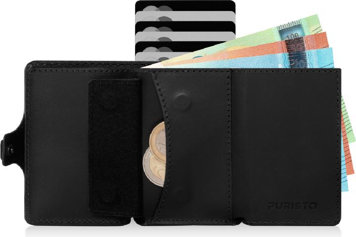 Actual product image Puristo KLIK MAGNET Slim Wallet Black 7s