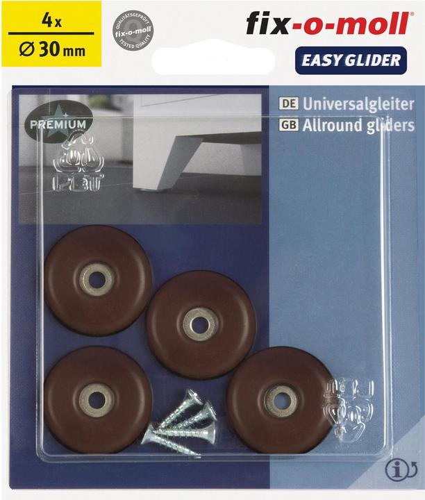 Immagine prodotto Fix-o-moll Piedini universale in viti 5 mm / Ø 30 mm 4 x (Aliante universale, 4 Pezzo/i)