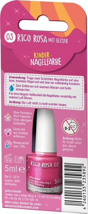 Actual product image Fruchtbar Kids Nail Colour (Rico pink with glitter, Colour paint)