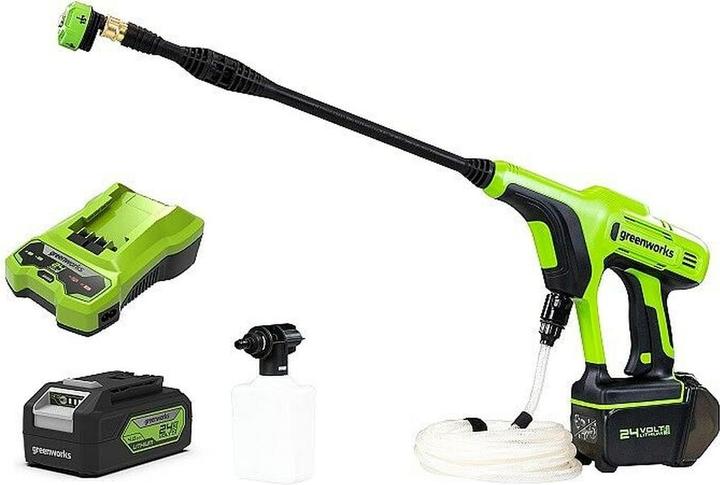 Actual product image Greenworks 24V Myjka ciśnieniowa G24PWK4 - Zestaw ładowarka + akumulator 4Ah - 5105307UB (Rechargeable battery operated)