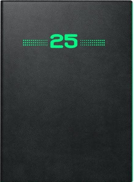 Actual product image Pocket calendar 736 10x14cm 1 day/page PU cover flexible neon black 2025 (English, French, Italian, Spanish, German, Dutch)