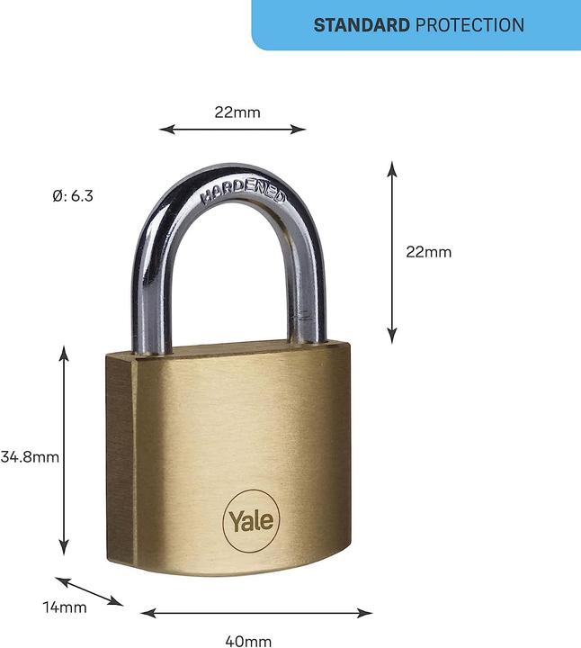 Produktbild Yale Y110B/40/122/4 Vorhängeschloss 40 mm gleichschliessend Schlüsselschloss