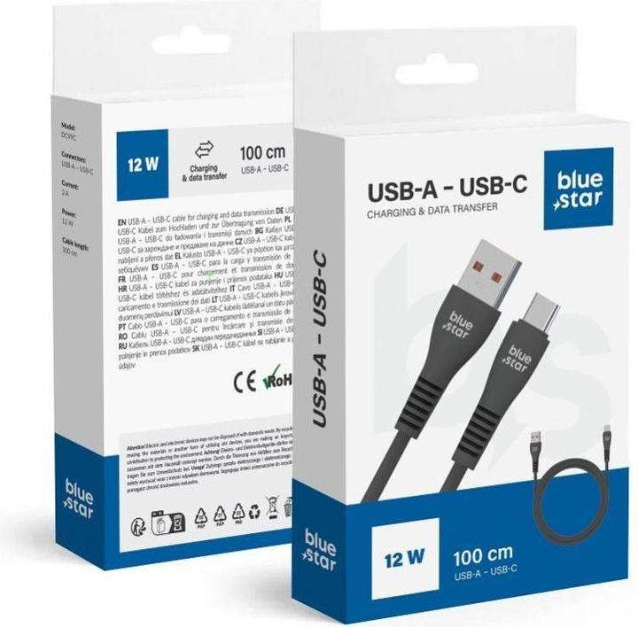 BlueStar Cable Blue Star BLUE STAR cable USB A to Type C 2A 12W DC99C 1 m black (1 m, USB 2.0)