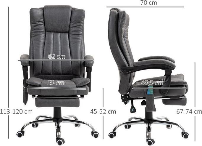 Produktbild Swisshandel24 Bürostuhl mit Massage- und Wärmefunktion, ergonomisch, 6 Massagepunkte, Fussstütze, Polyester, Grau