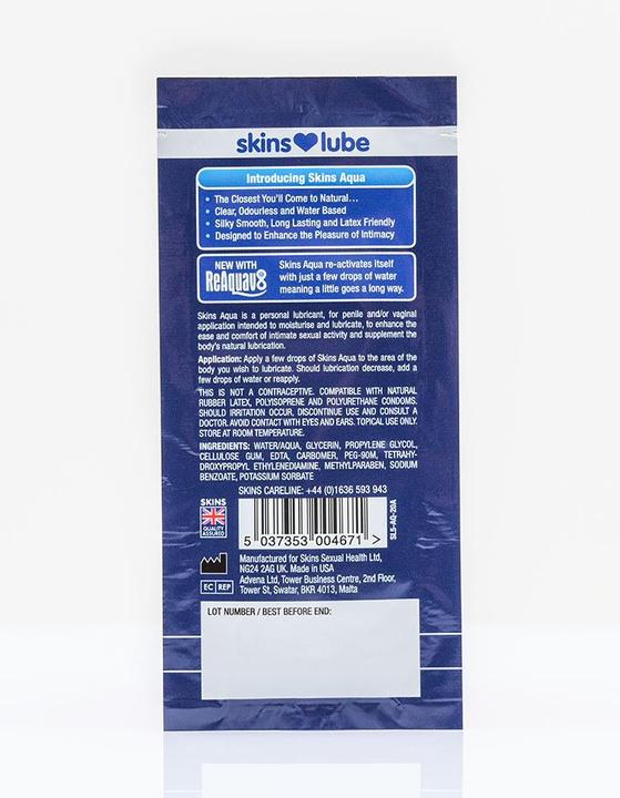Valori nutrizionali e ingredienti Skins Lubrificante a base d'acqua Aqua - Foglietto da 5 ml (5 ml)