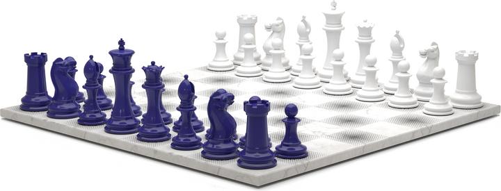 Immagine prodotto Skyline Chess Gioco degli scacchi - Serie in legno - Blu Vs Bianco (with Marble Gradient Square)