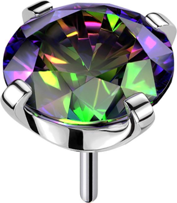 Produktbild Star Piercing Threadless silber mit Kristall dunkel multicolor gefasst (ohne Messing, Titan G23)