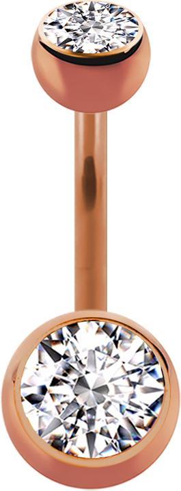 Immagine prodotto Star Piercing Banana oro rosa con due sfere di cristallo argento (senza ottone, Titanio G23)