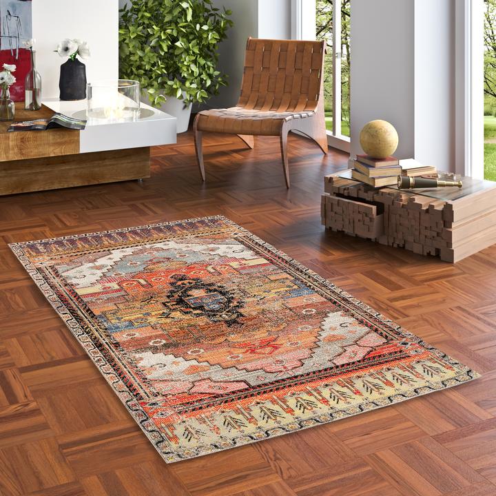 Actual product image Pergamon Kurzflor Designer Teppich Modern Vintage Orient Muster (80 x 150 cm)