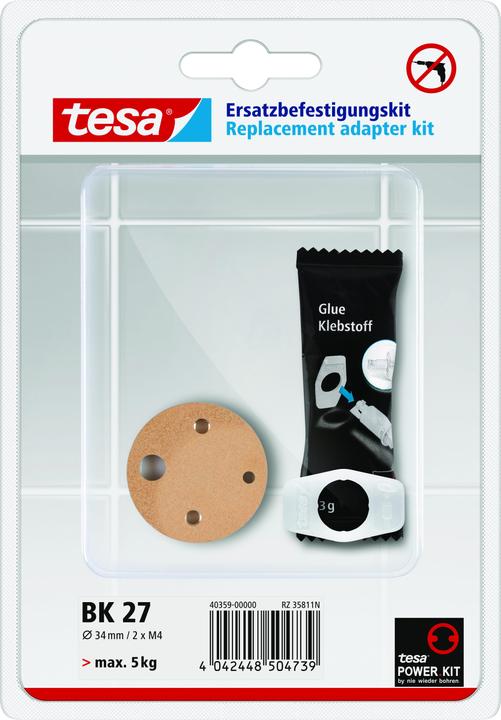 Produktbild tesa Power.Kit Befestigungsadapter BK27, selbstklebendes Ersatzteil