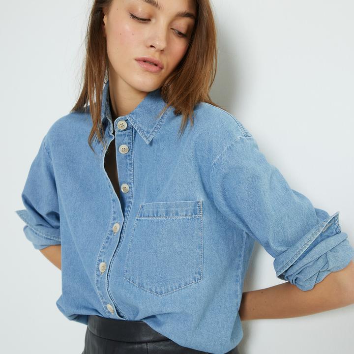 Actual product image La Redoute Collections Denim shirt with long sleeves (34)
