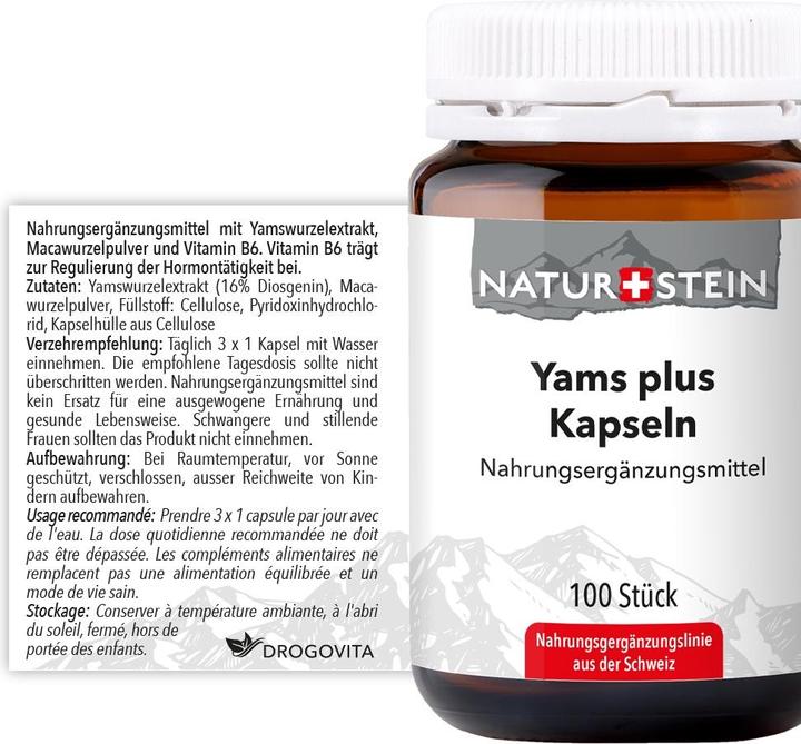Nutritional values and ingredients Naturstein Yams Plus (100 Piece, Capsules, 149 g)
